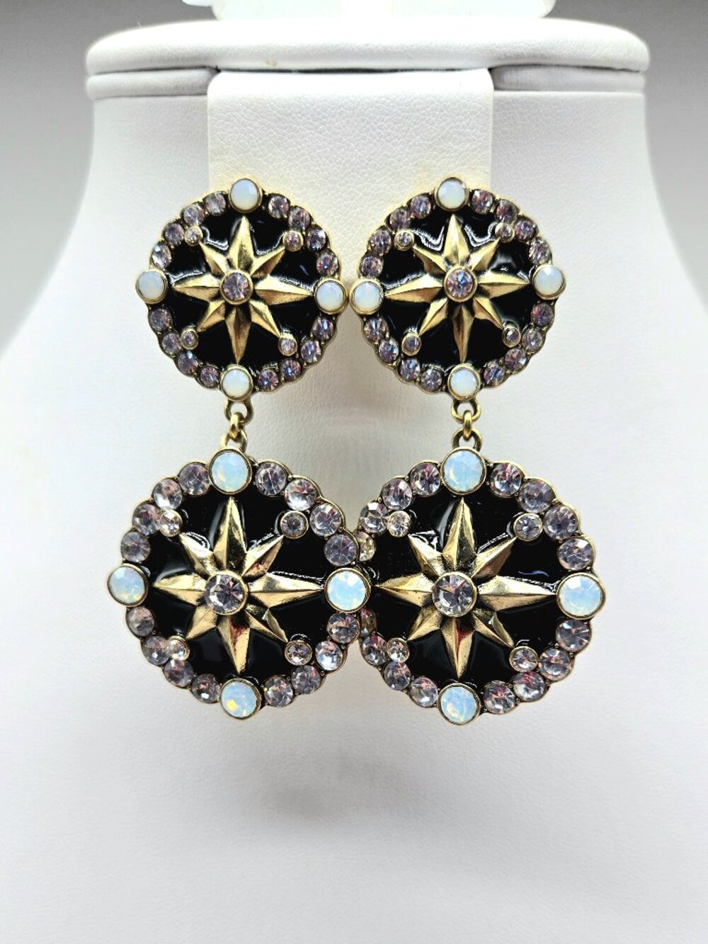 Heidi Daus Mystic Magic Celestial Black Enamel + Swarovski Statement Earrings